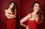 Kiara Advani is an absolute vision in red as she strikes a pose in a lovely monochromatic dress